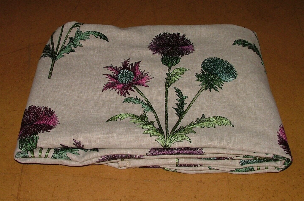 2.5 Metre Embroidered Scottish Thistle Carmine Fabric Curtain Upholstery Cushion