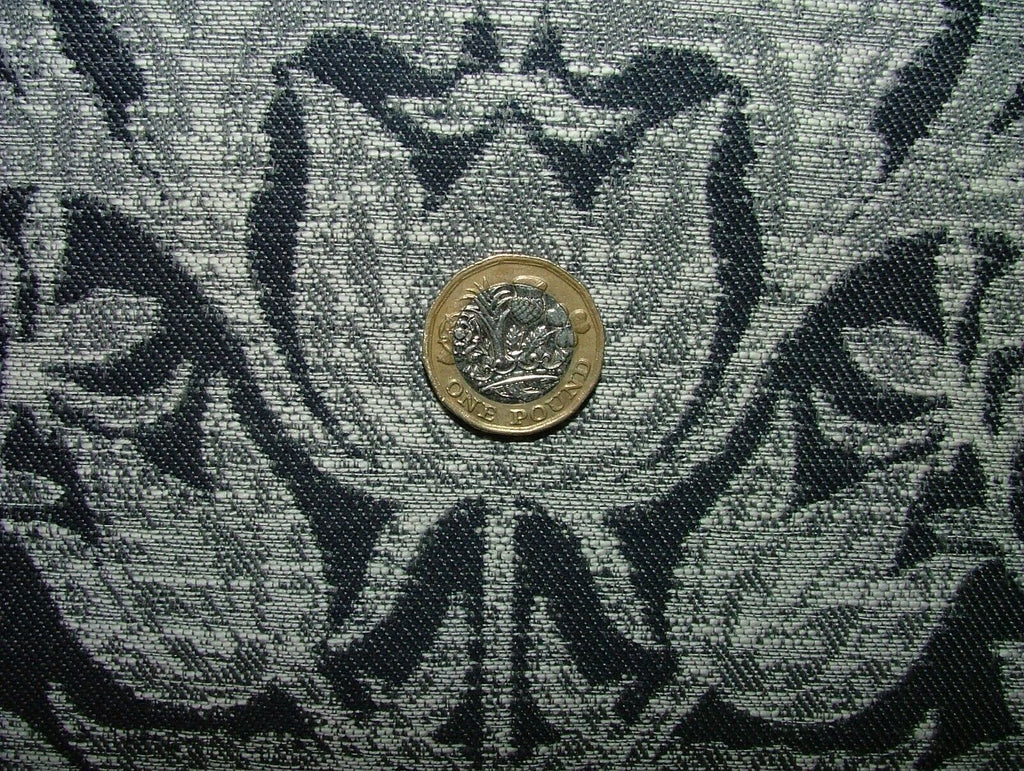 35 Metres Riverhill Indigo Blue Woven Jacquard Fabric Curtain Upholstery Cushion