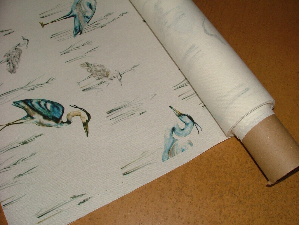 iLiv Herons Lagoon Cotton Curtain Upholstery Cushion Roman Blind Bird Fabric