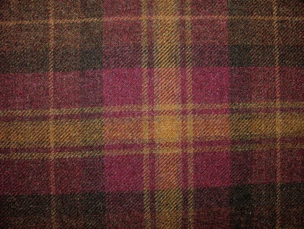 100% Shetland Wool Heather Brindle Gold Tartan Upholstery Curtain Cushion Fabric