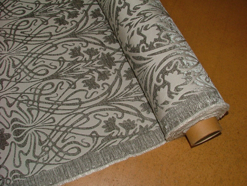 10 Metres Art Nouveau Flint Grey Chenille Fabric Curtain Upholstery Cushion