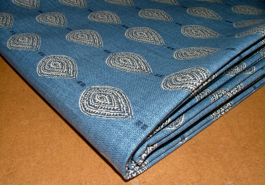 3 Metres iLiv Indo Batik Blue Leaf Cotton Fabric Cushion Curtain Upholstery