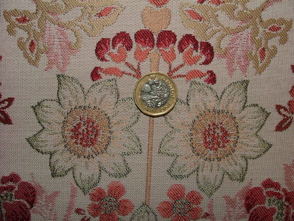 Morris Bird Terracotta Jacquard Fabric Curtain Upholstery Cushion Throw Use