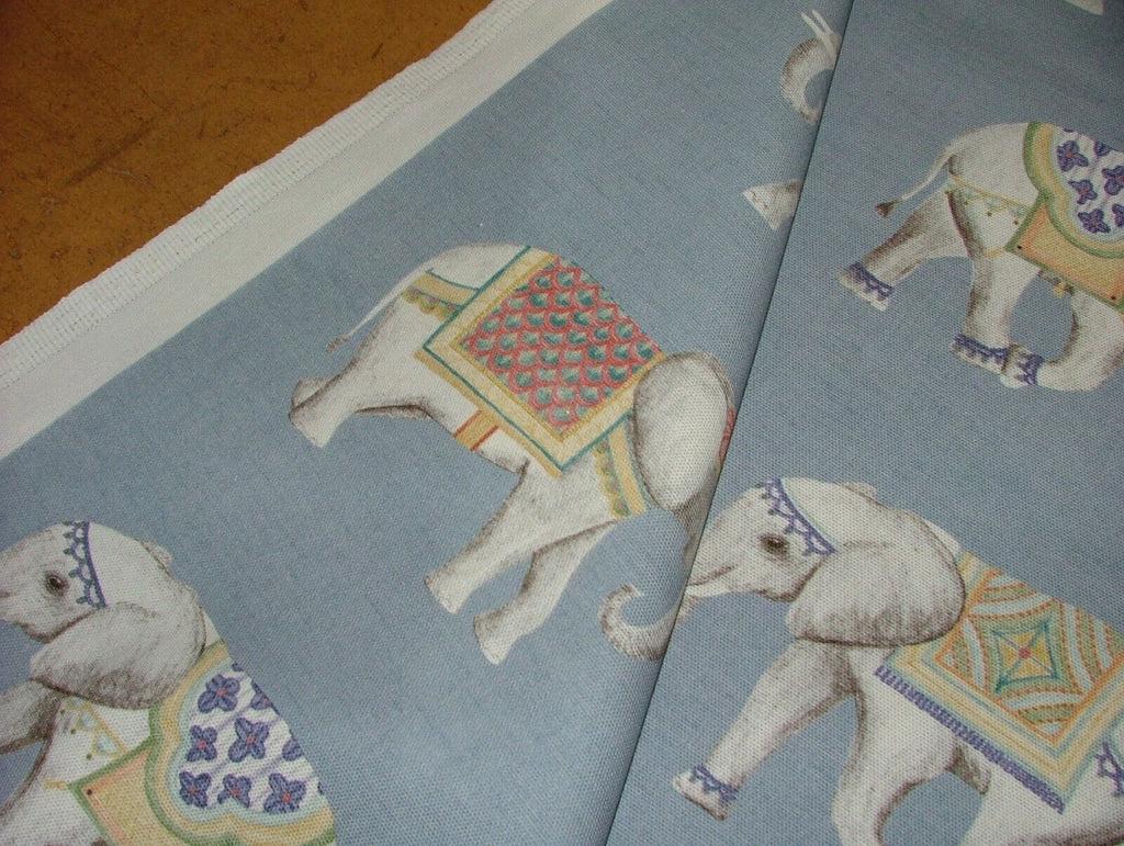 Jaipur Indian Elephant Blue 100% Cotton Curtain Upholstery Cushion Blind Fabric