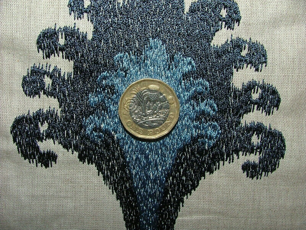 2.6 Metres Ashiki Navy Moroccan Ikat Embroidered Fabric Curtain  Cushion Blind