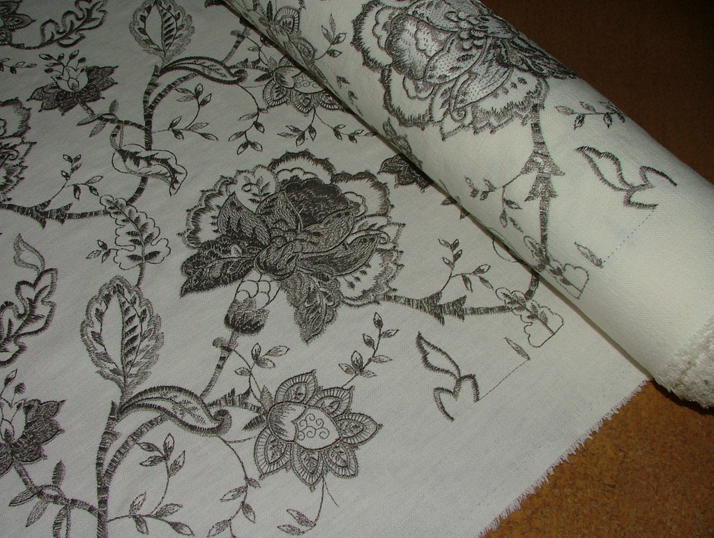 Sandringham Embroidered Curtain Fabric Natural Upholstery  Cushion 6 Metres1