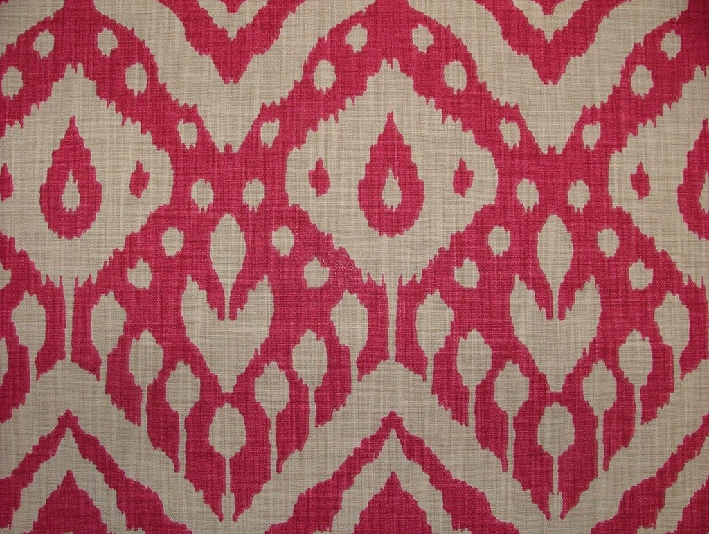 Moroccan Ikat Begonia Pink Cotton Curtain Upholstery Cushion Roman Blind Fabric