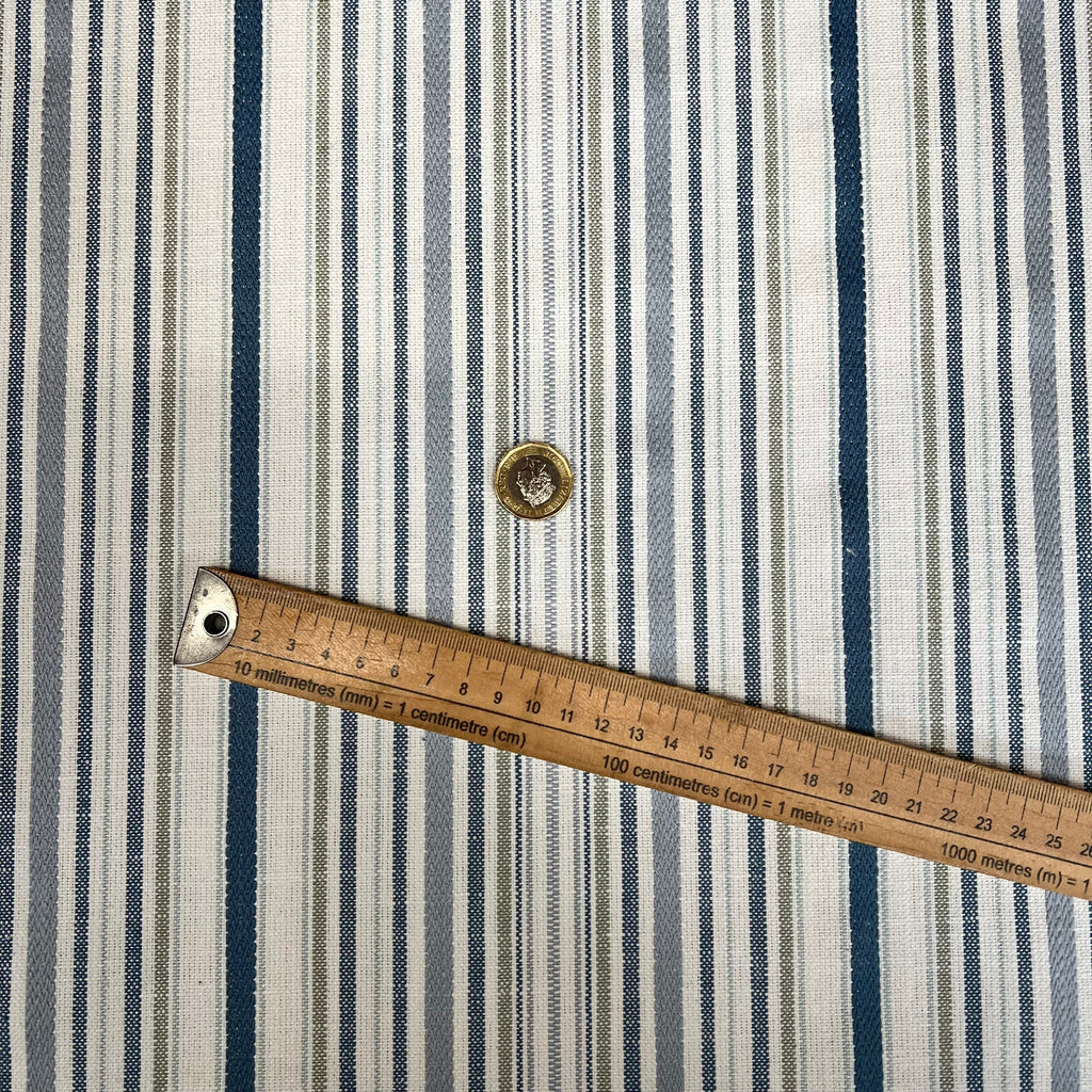 1 Metre iLiv Somerville Aqua Woven Stripe Curtain Upholstery Cushion Fabric7