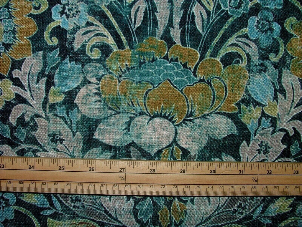 Cromford Teal Digitally Printed Fabric Curtain Upholstery Cushion Headboards