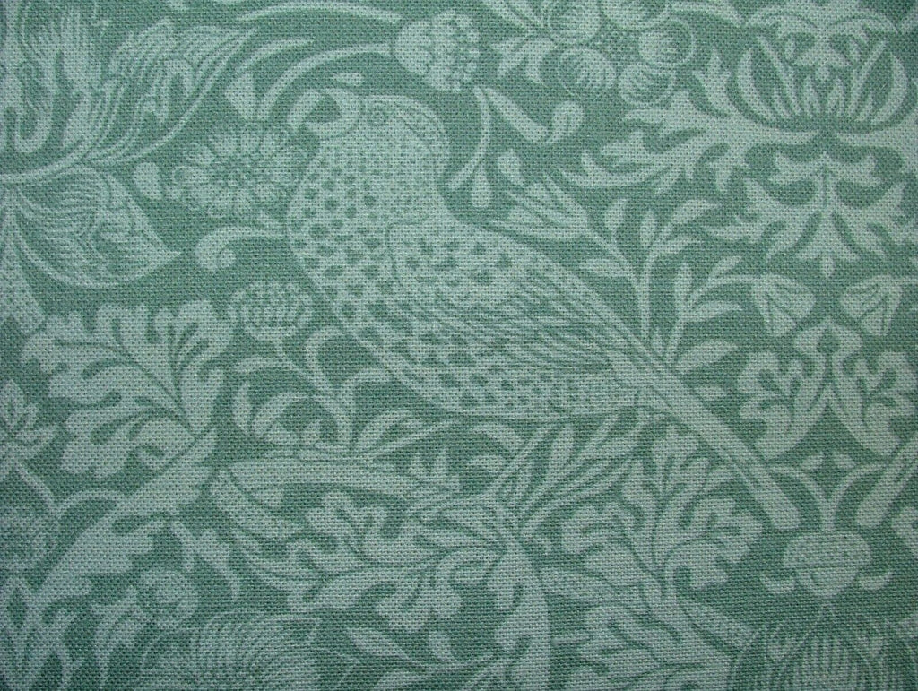 William Morris Strawberry Thief Green Cotton Curtain Upholstery Cushion Fabric