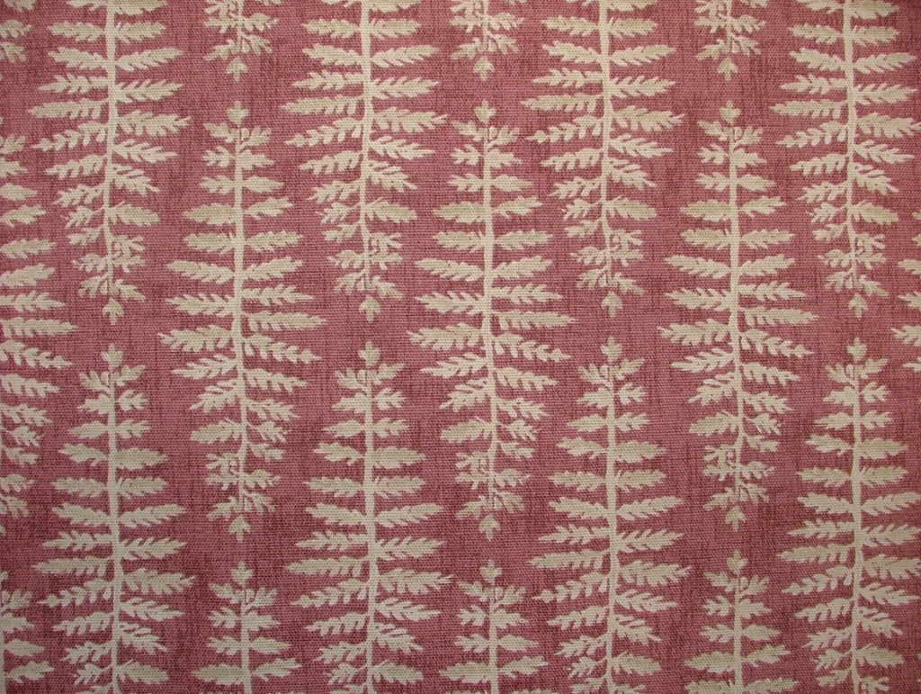 Botanical Fern Leaf Rosa Cotton Curtain Upholstery Cushion Roman Blind Fabric