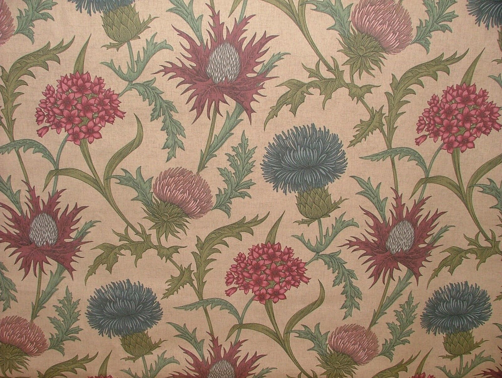 Scottish Thistle Foxglove Cotton Curtain Upholstery Cushion Roman Blind Fabric