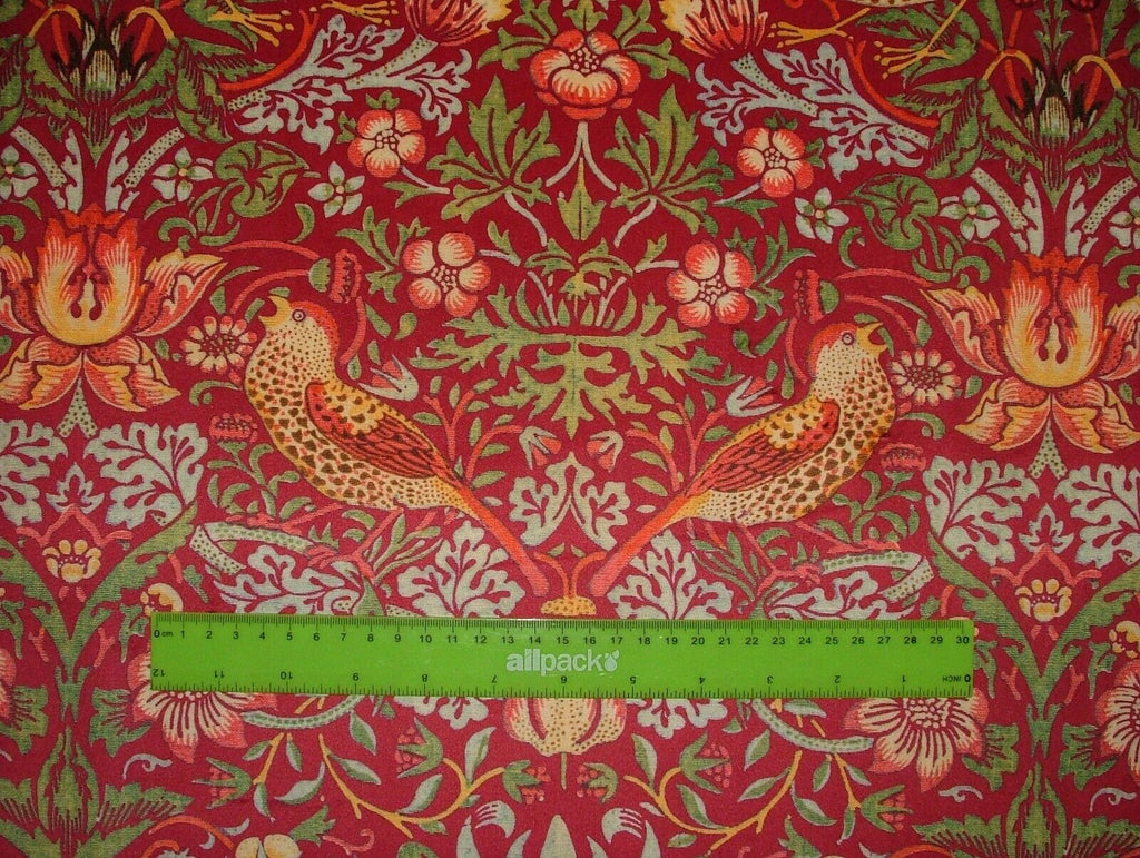 William Morris Strawberry Thief Wine Velvet Fabric Curtain Upholstery Cushion