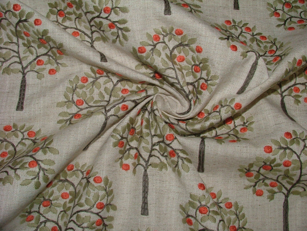 2.1 Metres Orange Grove Spruce Embroidered Fabric Curtain Upholstery Cushion