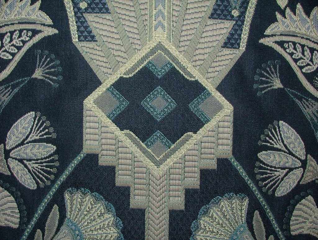 Art Deco Madison Sapphire Blue Thick Jacquard Curtain Upholstery Cushion Fabric