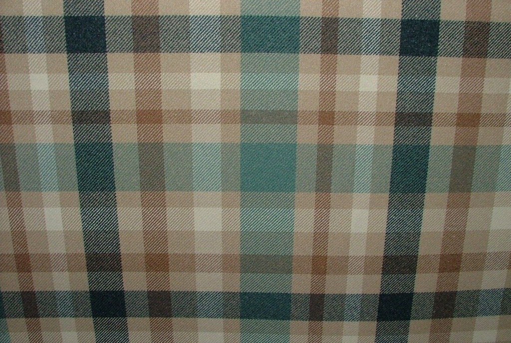 Tobermory Teal Wool Effect Thick Tartan Upholstery Curtain Cushion Fabric