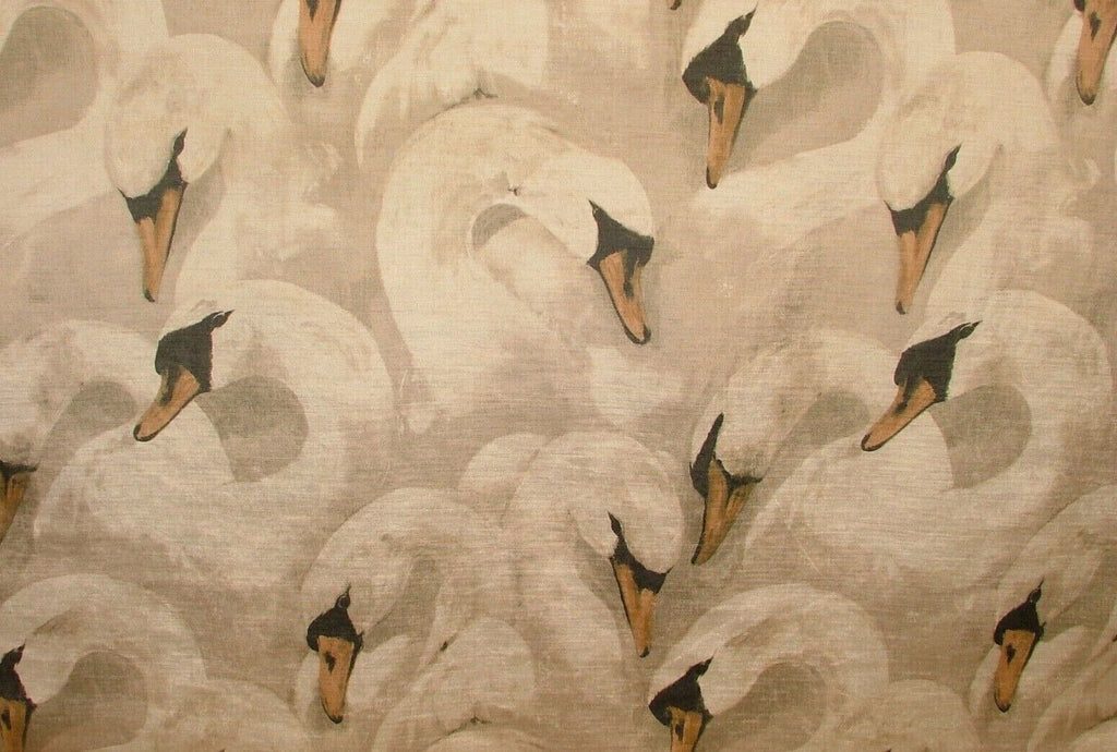 Majestic Swans Sand Extra Thick Velvet Fabric Curtain Upholstery Cushion Use