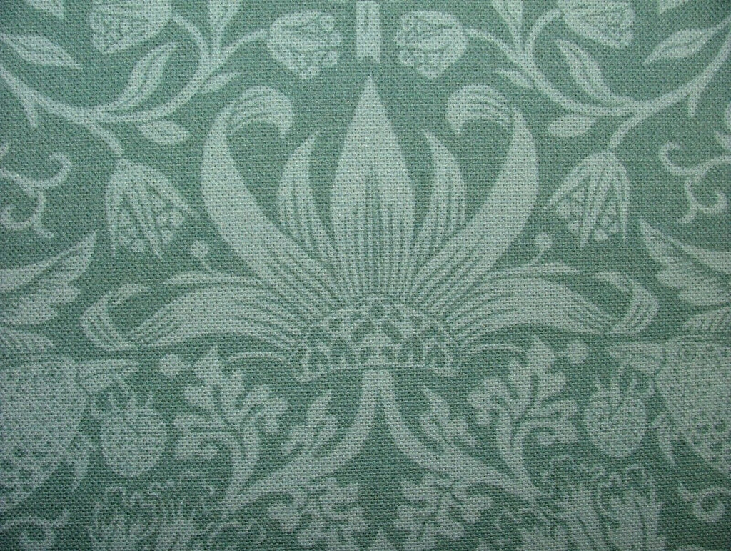 William Morris Strawberry Thief Green Cotton Curtain Upholstery Cushion Fabric