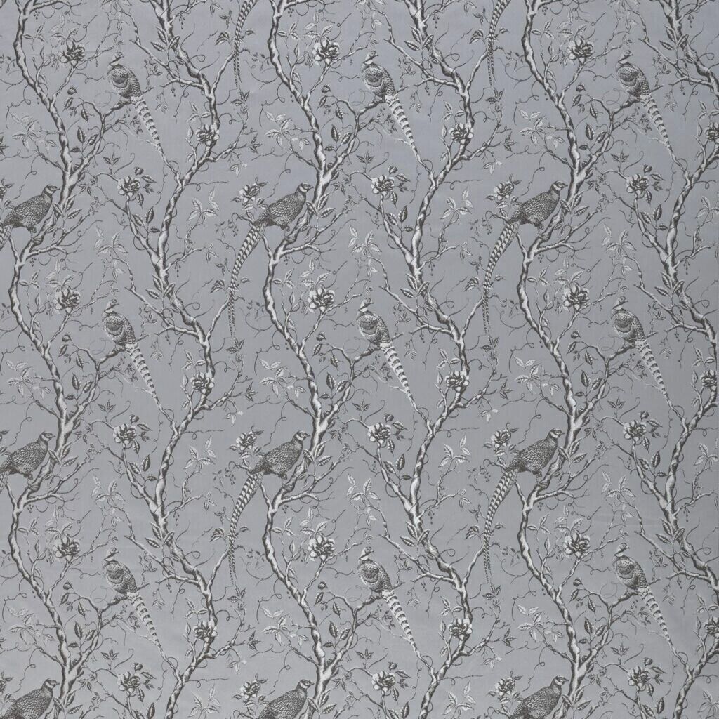 22 Metres Pheasant Bird Silver Jacquard Curtain Upholstery Cushion Fabric