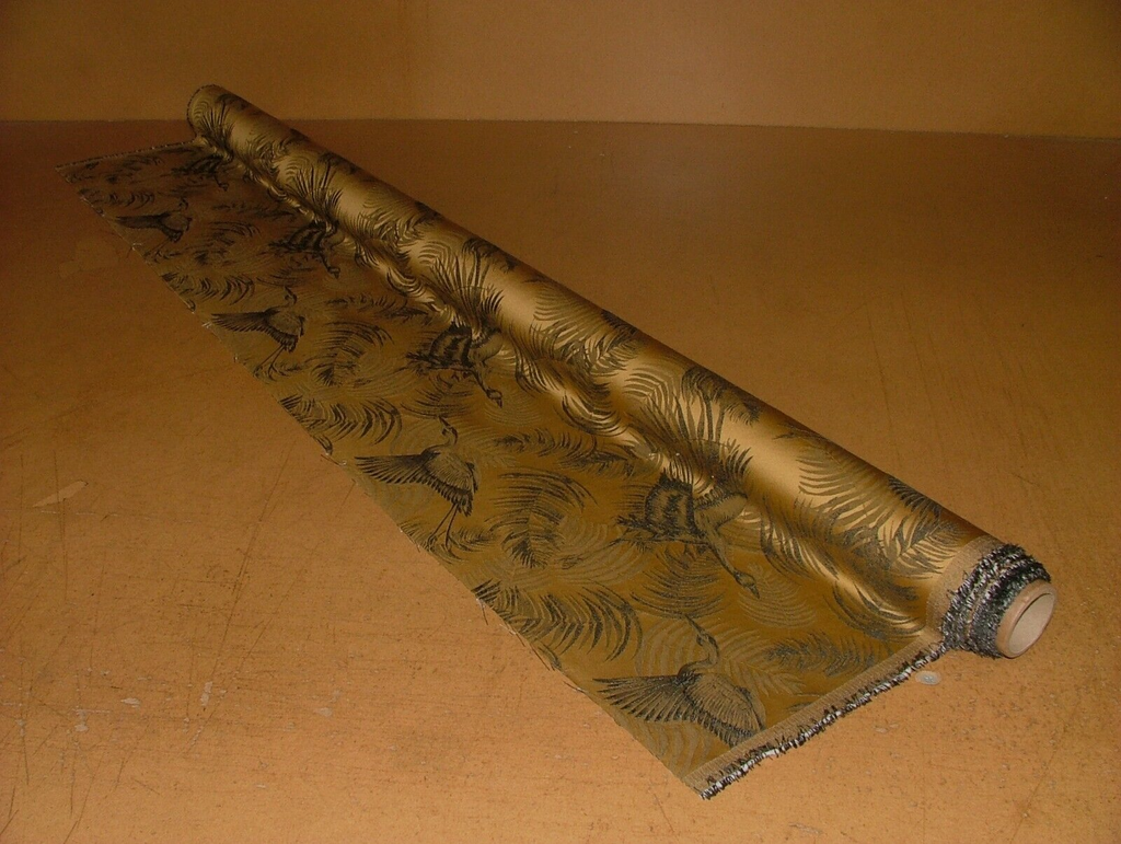 2.4 Metres Kotori Crane Bird Gilt Jacquard Curtain Upholstery Cushion Fabric