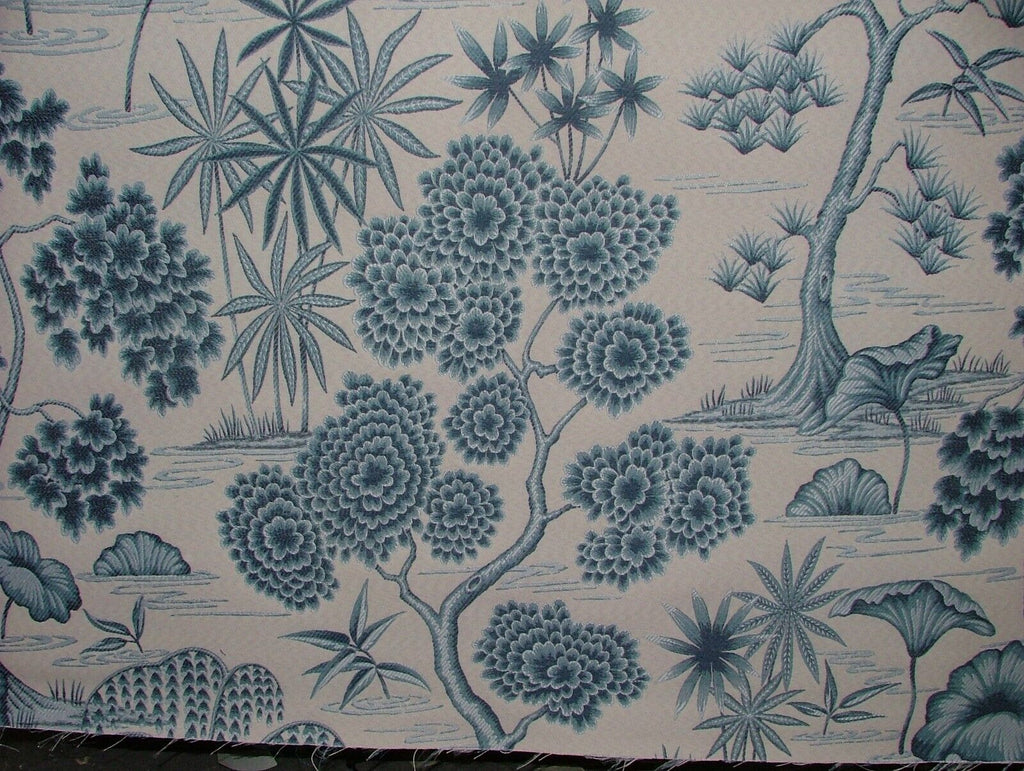 Japanese Oriental Tree Delft Jacquard Fabric Curtain Upholstery Cushion Blind