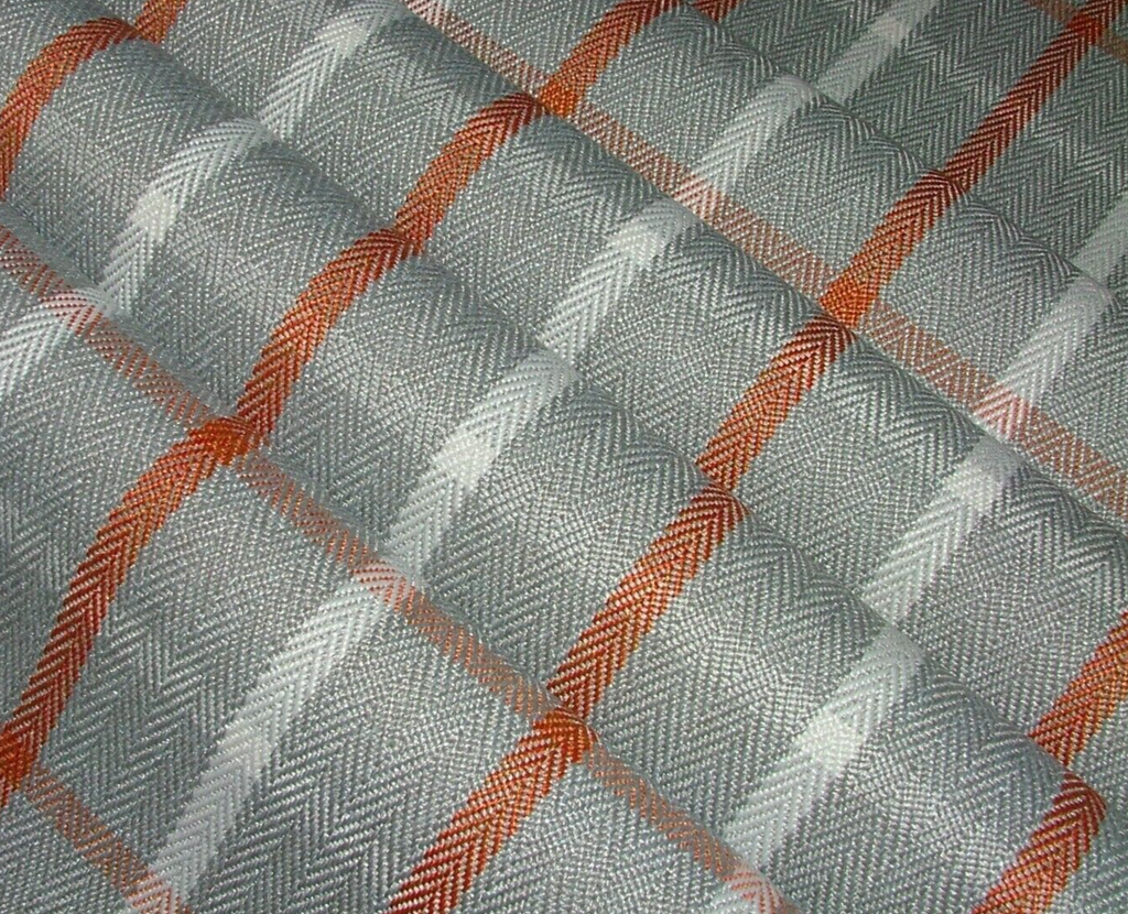 Paprika Grey White Herringbone Check Tartan Fabric Upholstery Cushion Curtain