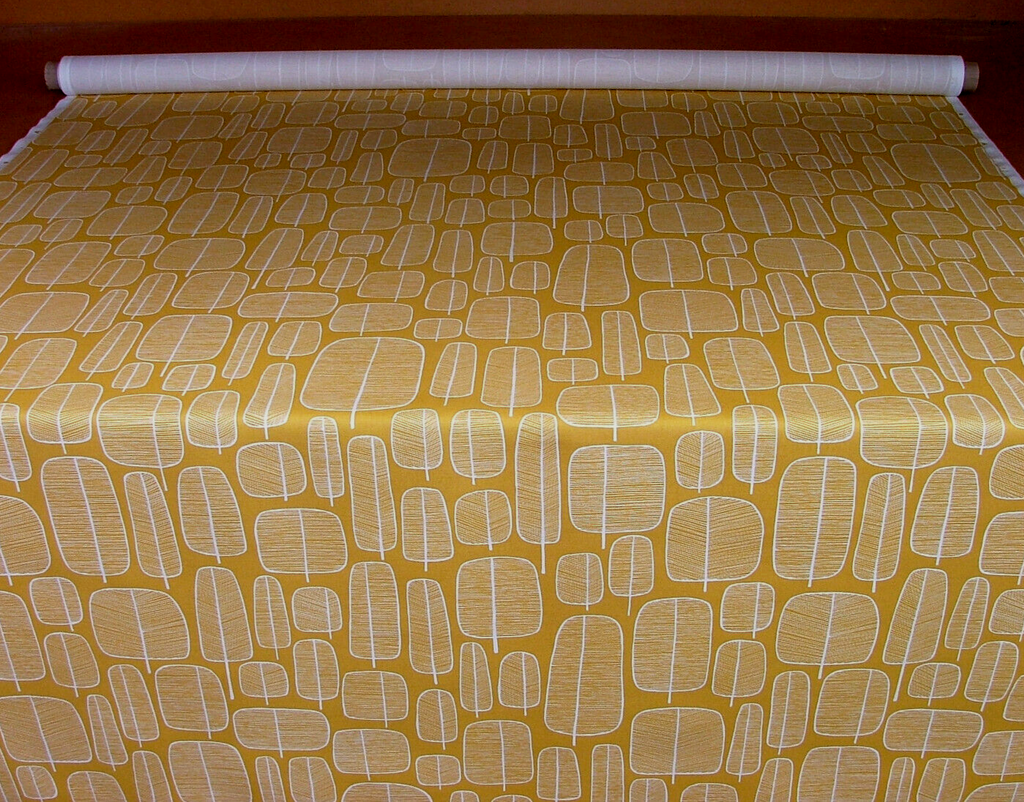 MissPrint Little Trees Yellow Scandi Cotton Curtain Upholstery Cushion Fabric