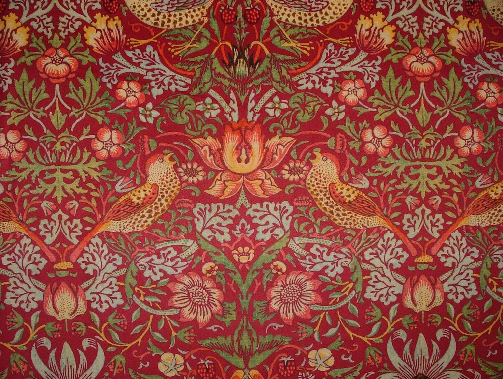 William Morris Strawberry Thief Wine Velvet Fabric Curtain Upholstery Cushion