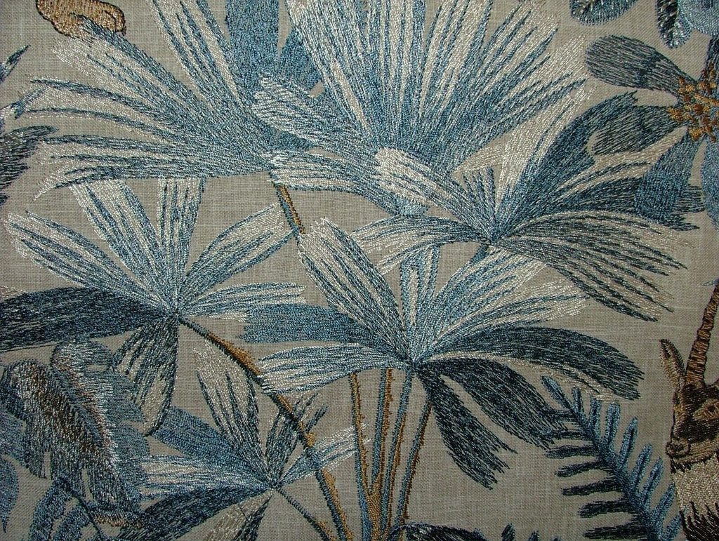 Tropical Forest Tiger Lagoon Embroidered  Fabric Curtain Upholstery Cushion