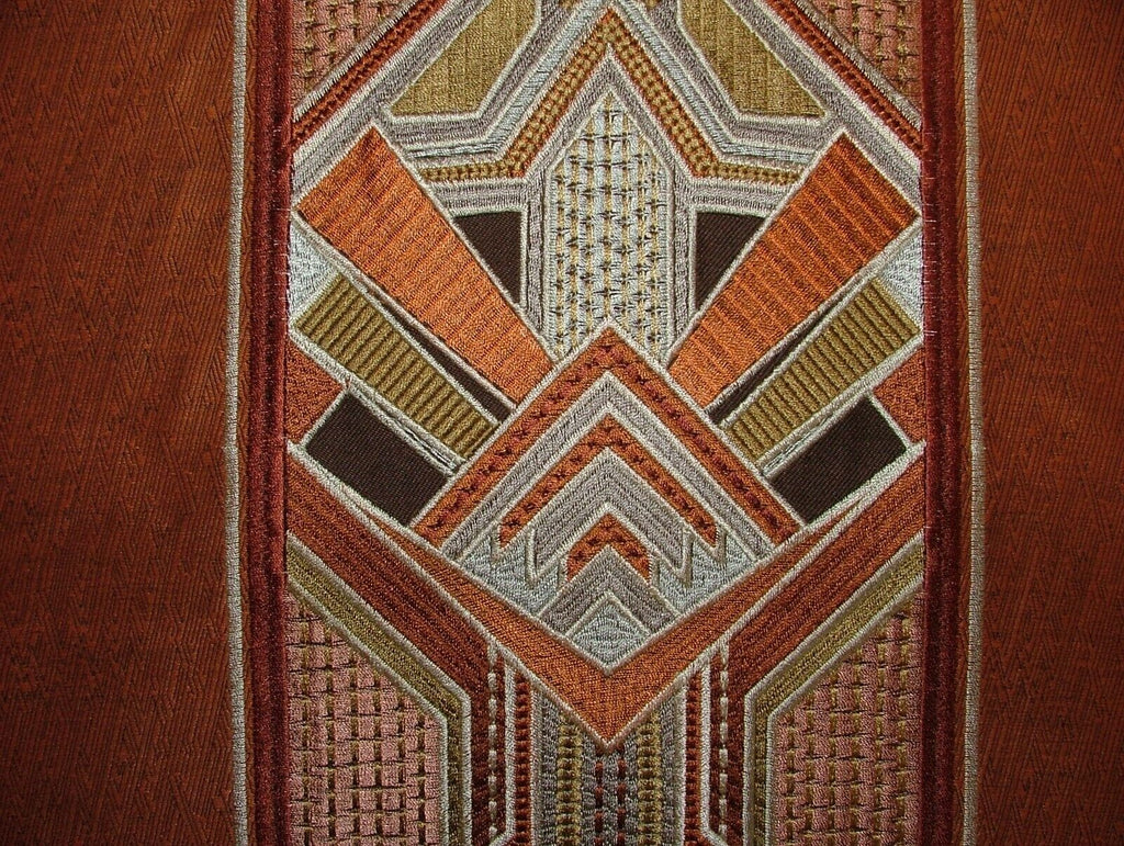 Art Deco Embroidered Gatsby Amber Jacquard Curtain Upholstery Cushion Fabric