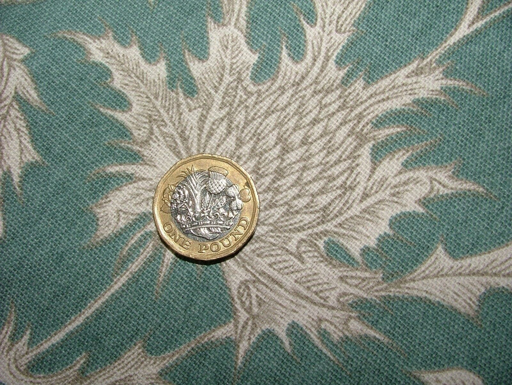 Highland Thistle Teal 100% Cotton Curtain Upholstery Cushion Roman Blind Fabric