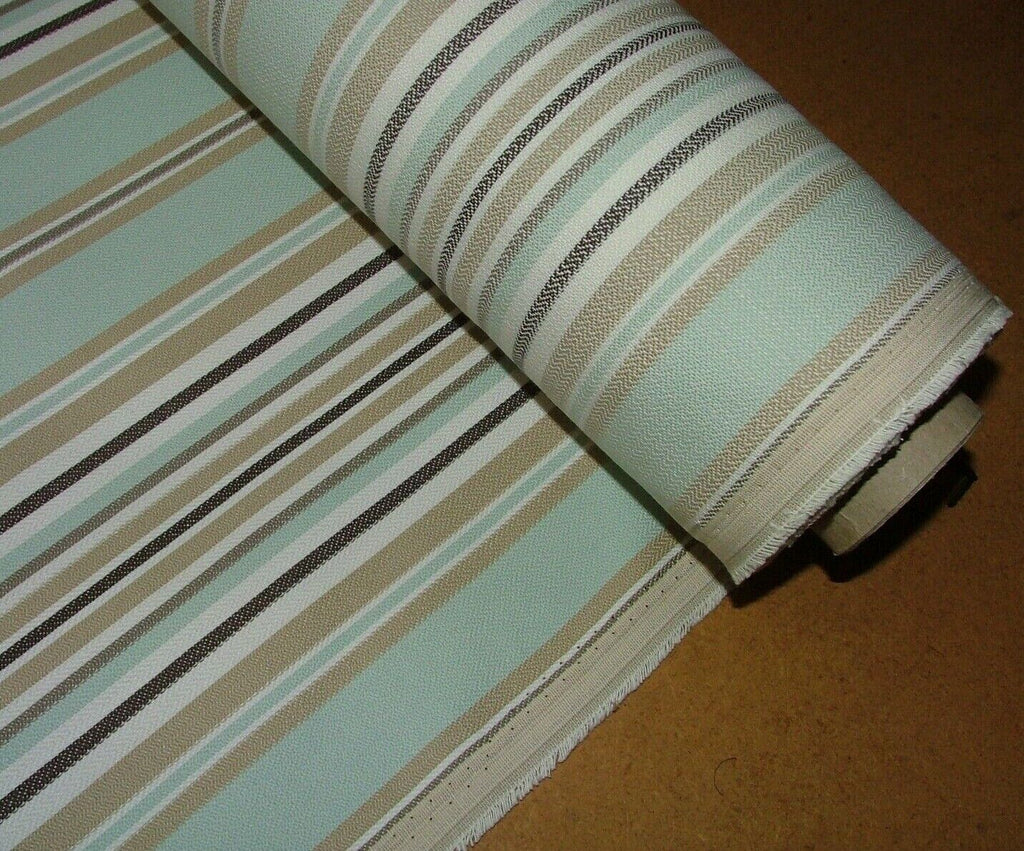 7.8 Metre Nautical Stripe Duckegg Woven Cotton Fabric Upholstery Cushion Curtain