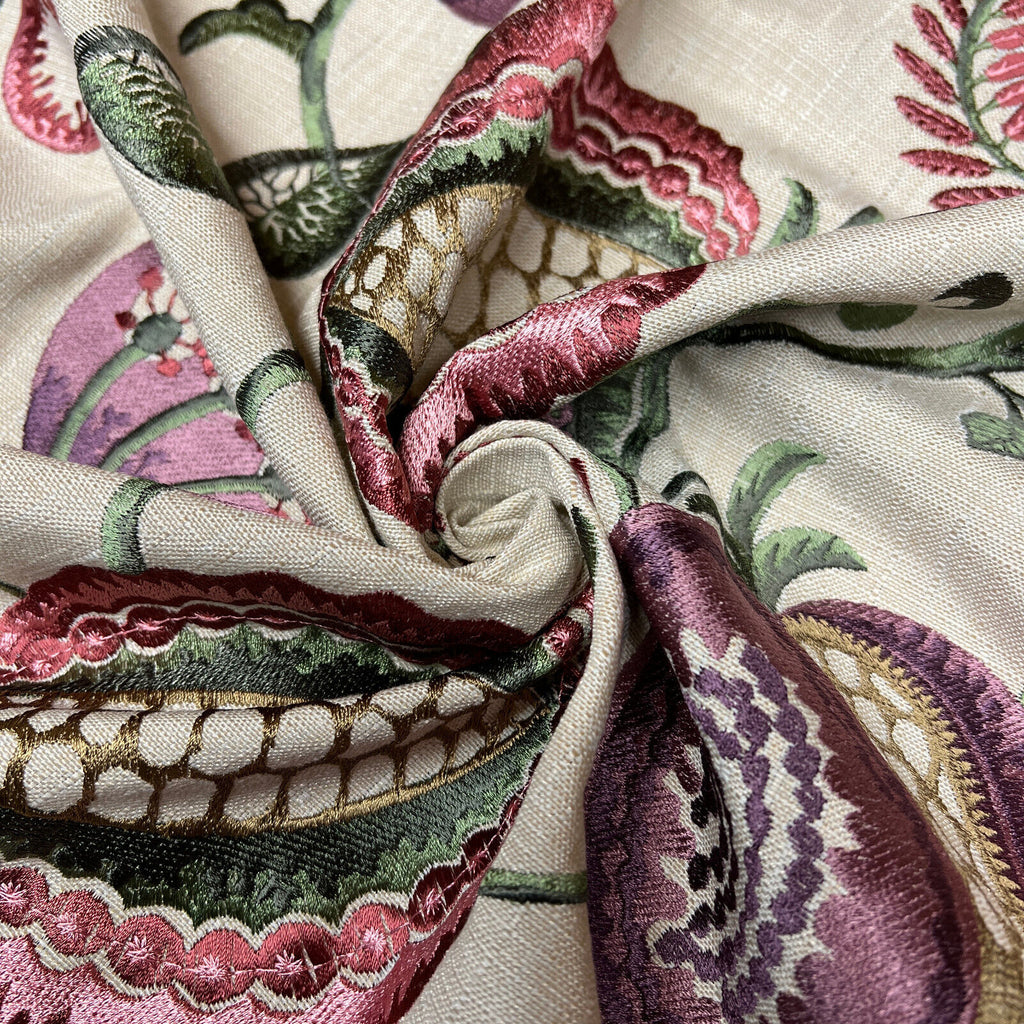 1.9 Metres iLiv Figs & Strawberry Thistle Embroidered Fabric Curtain Upholstery