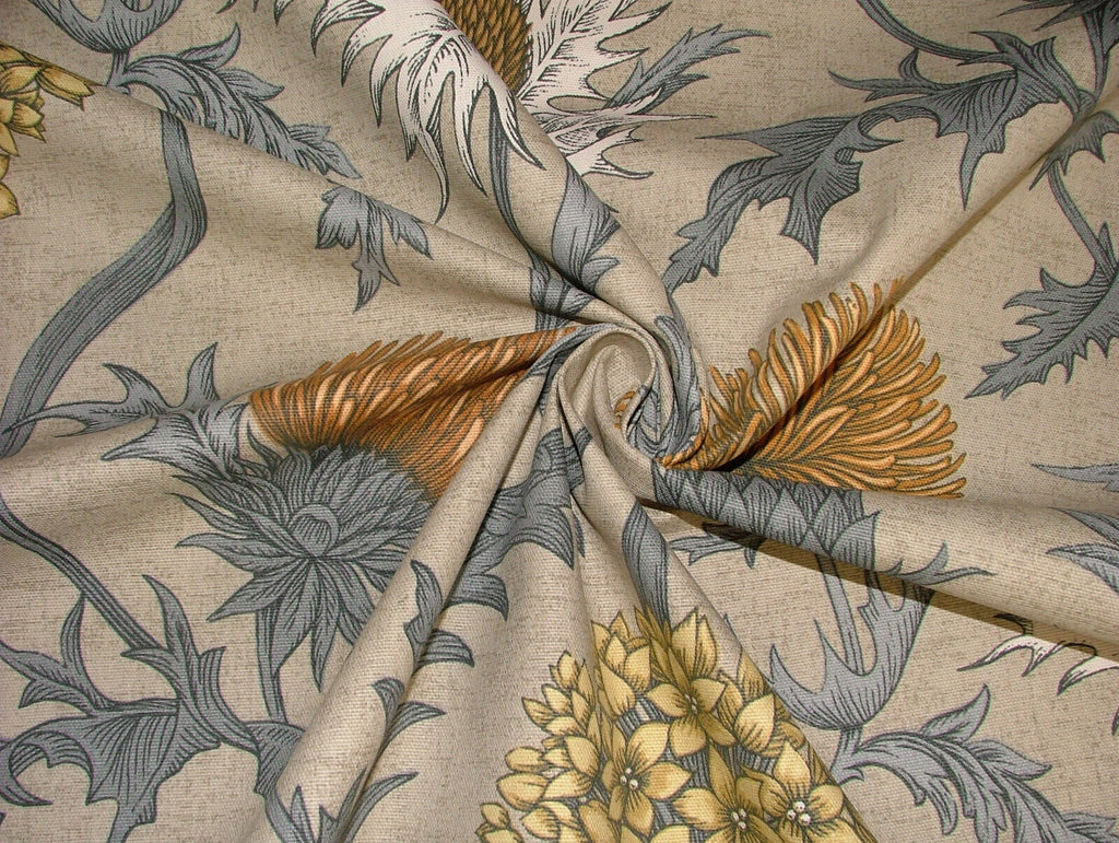 2.9 Metres iLiv Acanthium Ochre 100% Cotton Curtain Cushion Blind Fabric