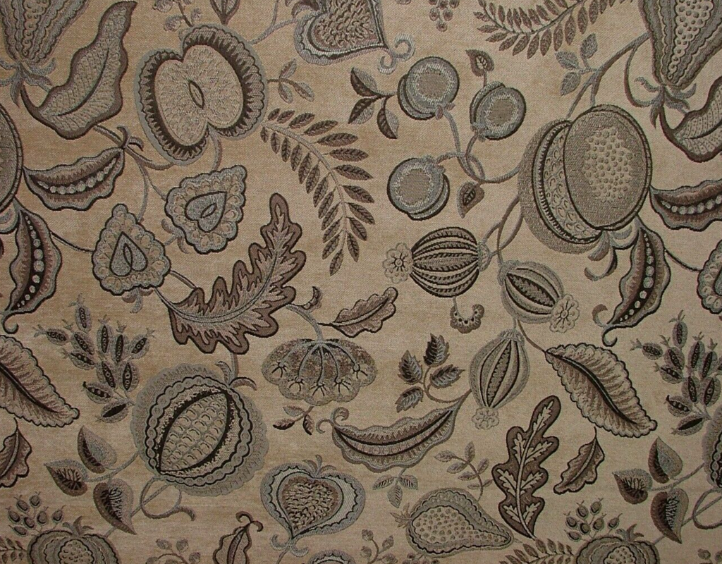 1.8 Metres Summer Fruits Dove Arts And Crafts Chenille Fabric Curtain Upholstery