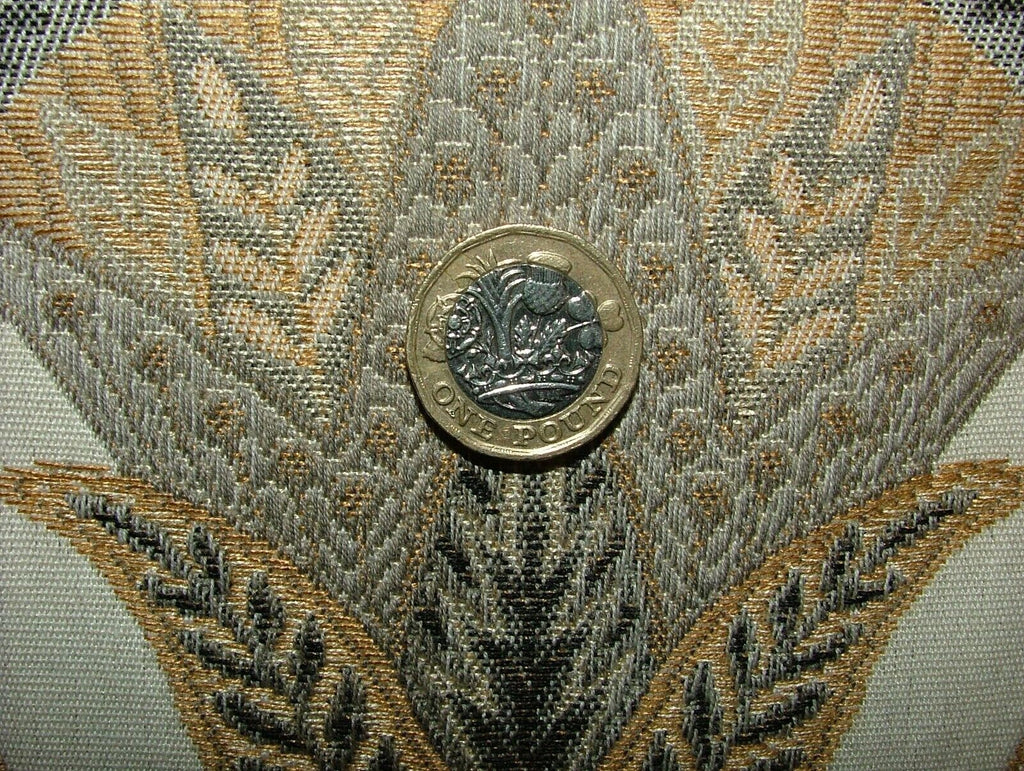 Art Deco Madison Soft Gold  Woven Jacquard Curtain Upholstery Cushion Fabric