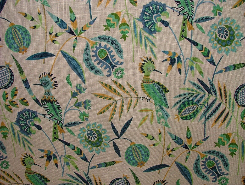 Hoopoe Bird Neptune Linen Blend Fabric - Curtain Upholstery Cushion Headboards