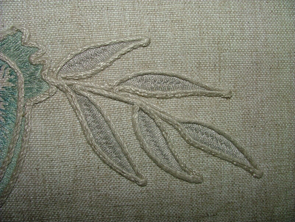 2.9 Metres Fiori Celadon  Embroidered Fabric Curtain Upholstery Cushion Fabric