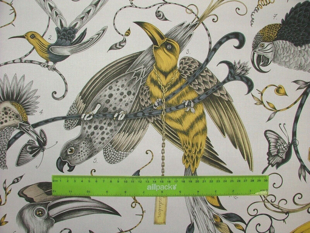 Emma J Shipley Fabric Audubon Gold Cotton Curtain Upholstery Cushion Fabric