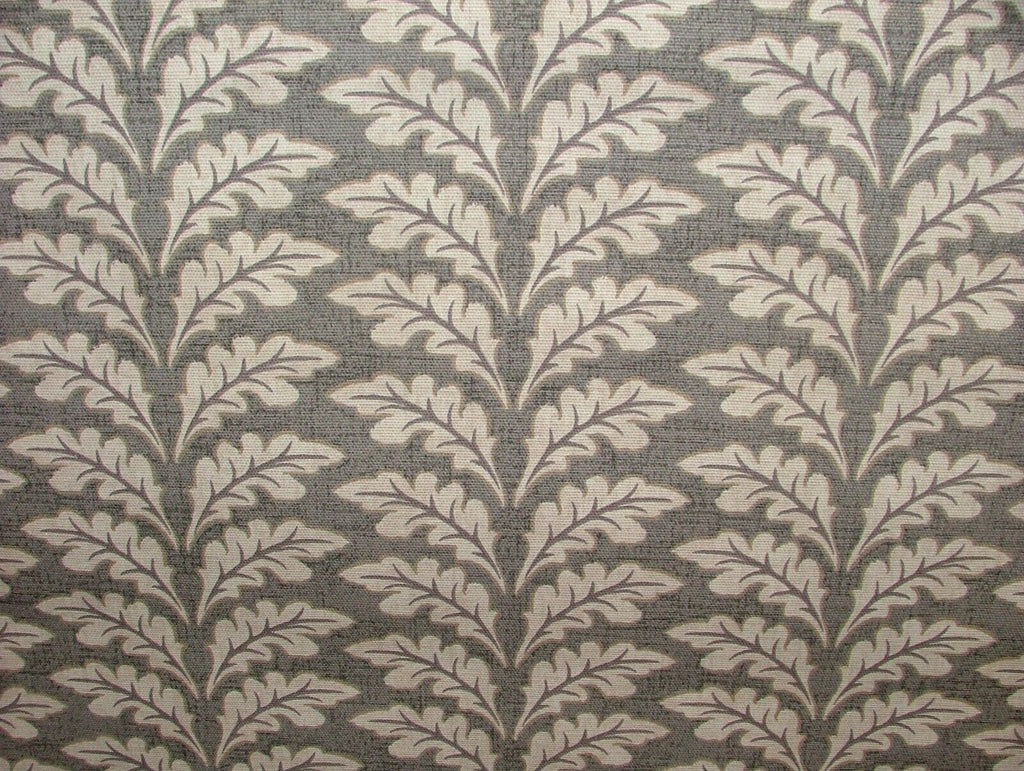 Morris Leaf Granite Grey Cotton Curtain Upholstery Cushion Roman Blind Fabric