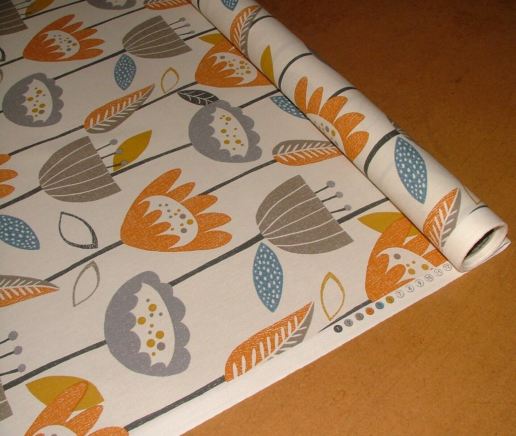 2.7 Metres iLiv Flower Power Tangerine Cotton Fabric Cushion Curtain Upholstery