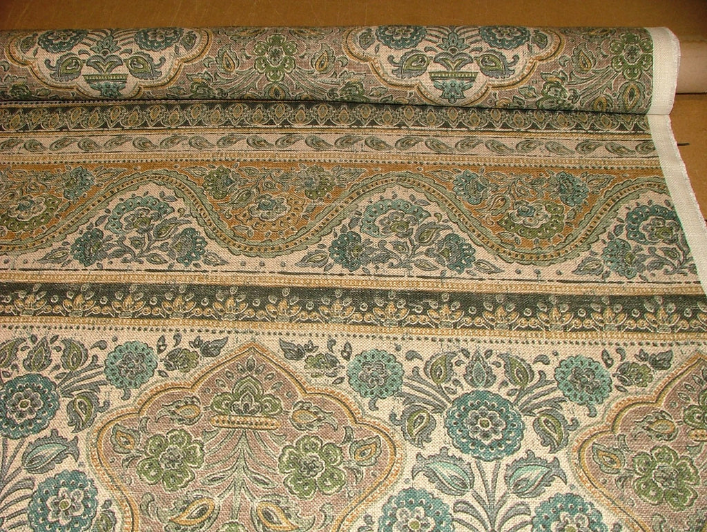 1 Metre Sari Turmeric Linen Blend Fabric - Curtain Upholstery Cushion Headboards7