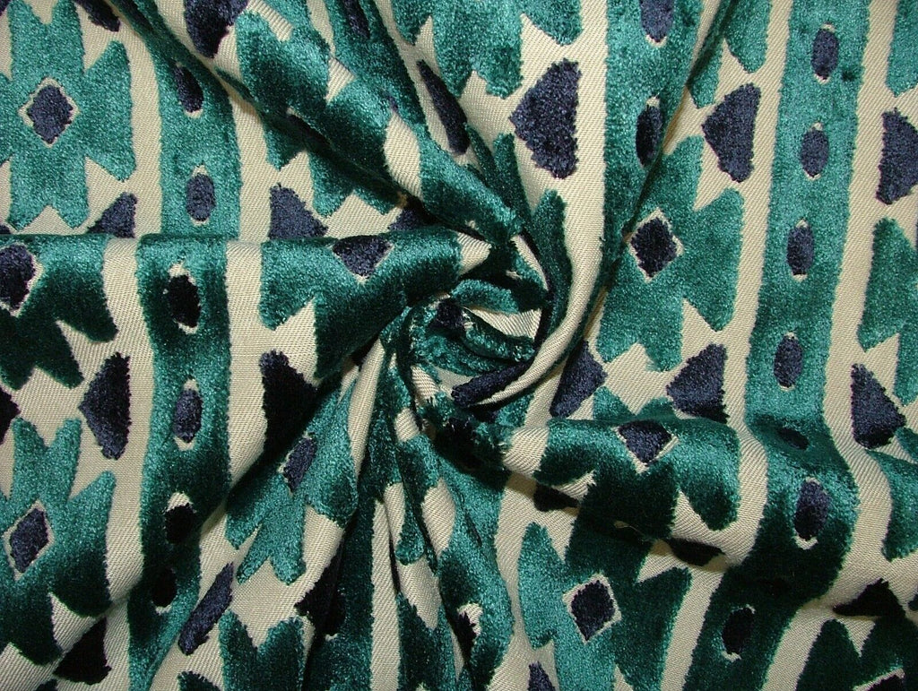 Kasbah Teal Extra Thick Plush Velvet Fabric Curtain Upholstery Cushion