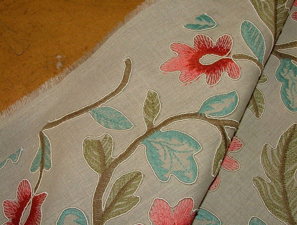 Broadway Rouge Floral Embroidered Jacquard Curtain Upholstery Cushion Fabric