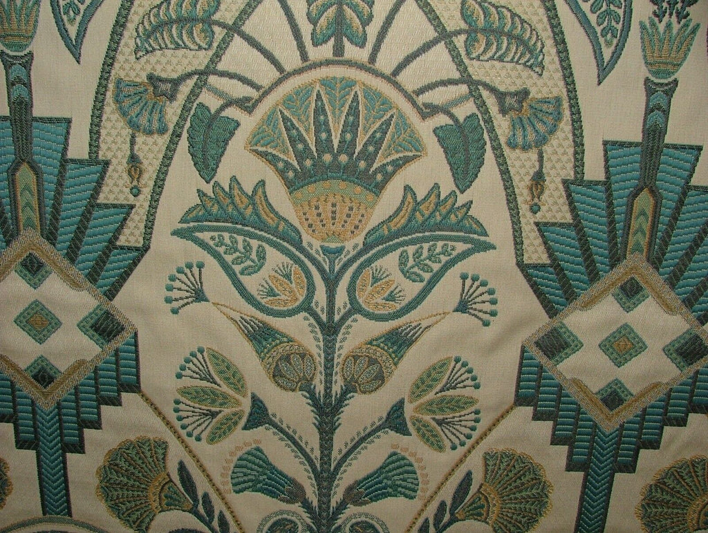 Art Deco Madison Prussian Blue Thick Jacquard Curtain Upholstery Cushion Fabric