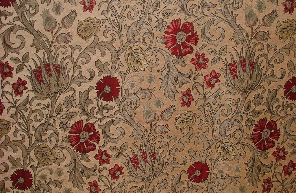 Scottish Thistle Ruby Chenille Fabric Curtain Cushion Upholstery Throws Blinds