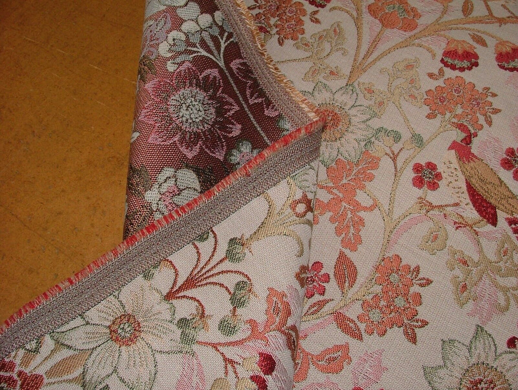 Morris Bird Terracotta Jacquard Fabric Curtain Upholstery Cushion Throw Use