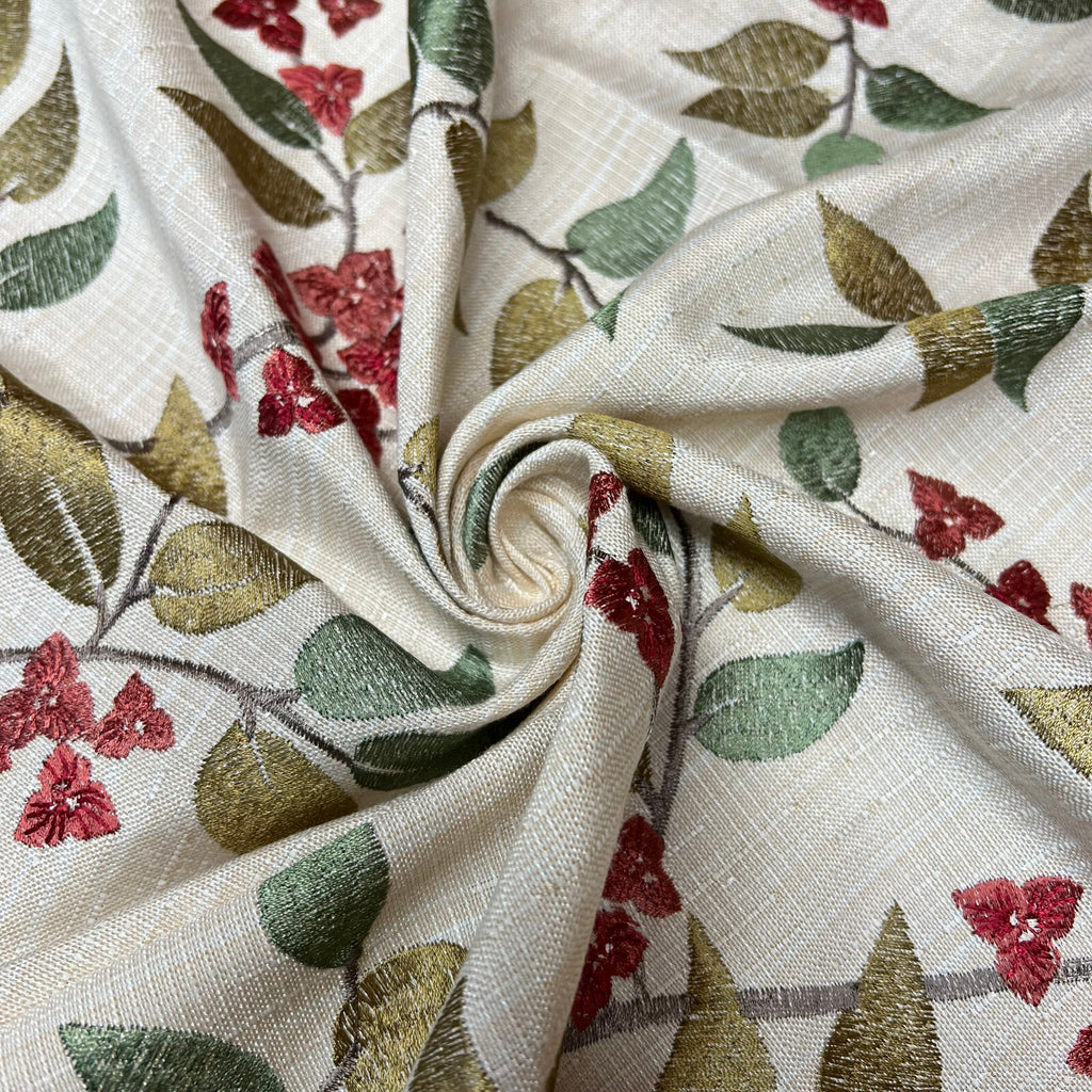 2,9M iLiv Bougainvillier Paprika Tissu Floral Brodé Rideau Rembourrage11