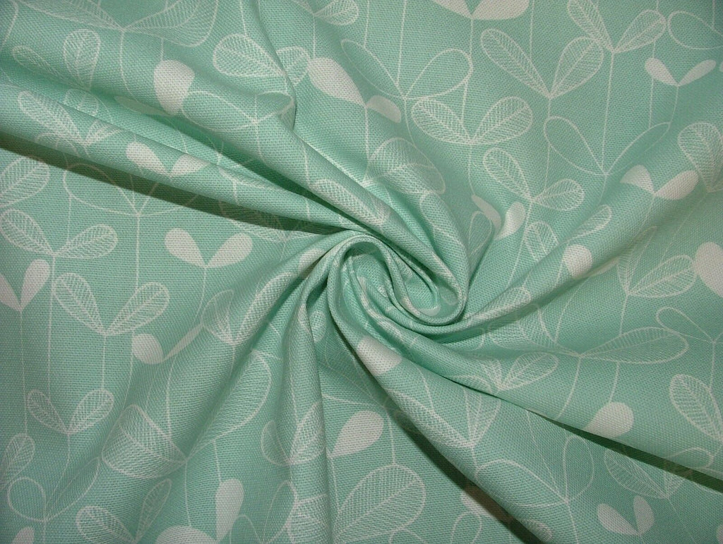 MissPrint Saplings Pale Aqua Scandi Cotton Curtain Upholstery Cushion Fabric