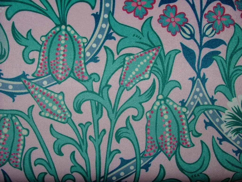 15 Metres Art Nouveau Tulip Floral Pink Velvet Fabric Curtain Upholstery Cushion